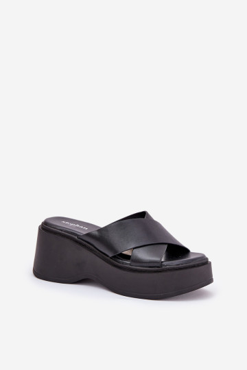 Moteriškos platformos ir pleištinės šlepetės, juodos Nelithraea 2