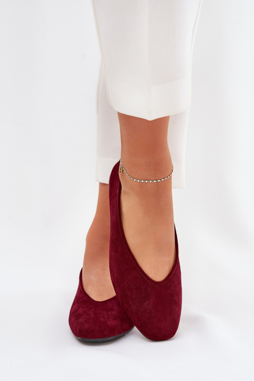 Klasikiniai Burgundy Eco Suede Ballet Butai Osallin