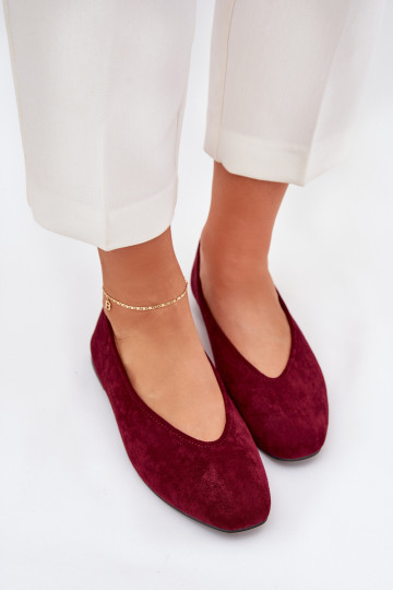 Klasikiniai Burgundy Eco Suede Ballet Butai Osallin