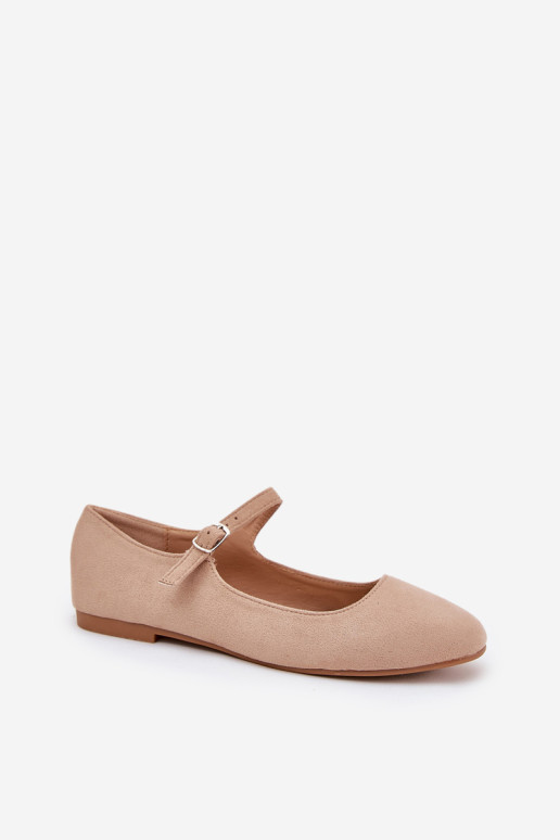 Balerinos su dirželiu Eco Suede Beige Arrivara