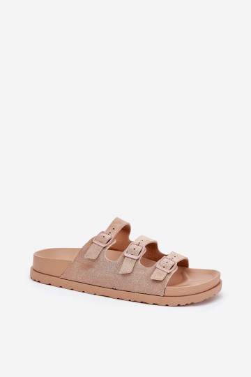 Moteriškos šlepetės su petnešėlėmis ir sagtimis Beige Uliri 2