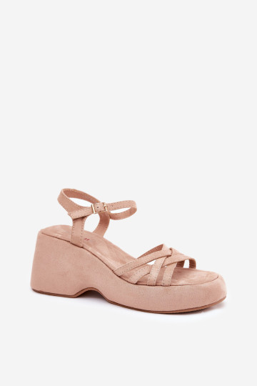 Platforminiai ir pleištiniai sandalai iš Eco Suede Beige Nendal 2