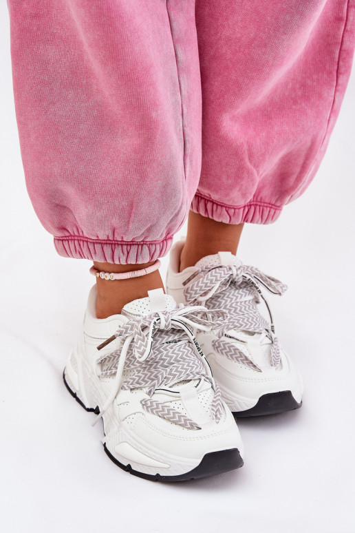 Moteriški sportbačiai su dvigubu suvarstymu baltas Efobell