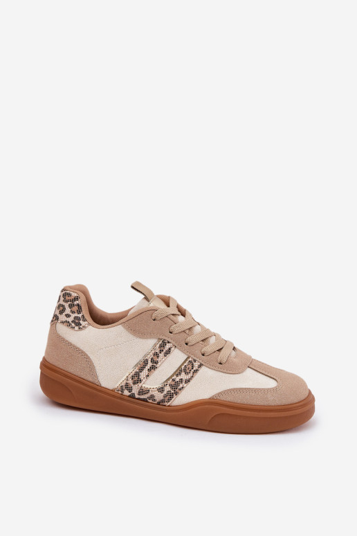 Moteriški sportbačiai, pagaminti iš Eco Suede Leopard Beige Satylies