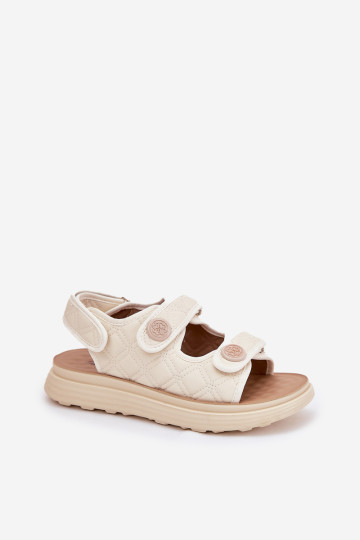 Moteriški sandalai su dekoratyvinėmis Velcro detalėmis Beige Zoliner 2