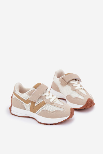 Vaikiški sportbačiai su Velcro Beige Tezzu 2