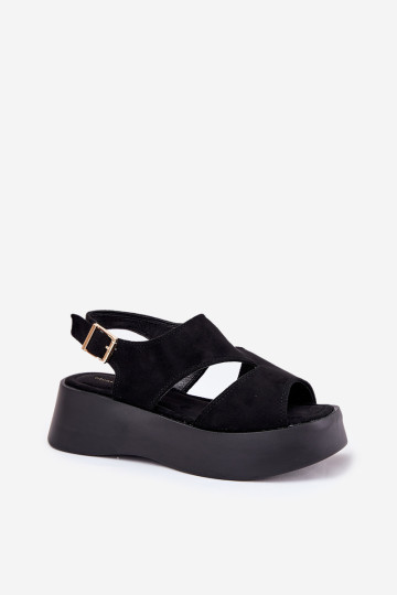 Moteriški sandalai ant platformos Eco Suede Black Karonia 2