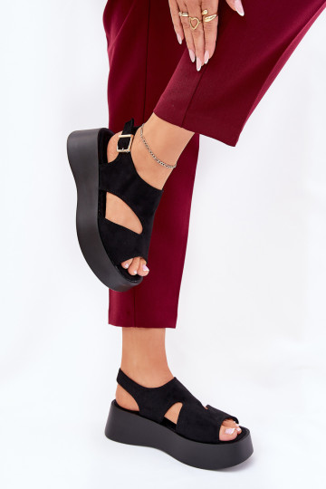 Moteriški sandalai ant platformos Eco Suede Black Karonia