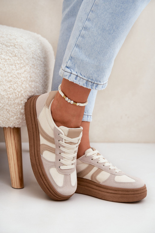 Moteriški sportbačiai ant platformos Tamsiai smėlio spalvos Lesida