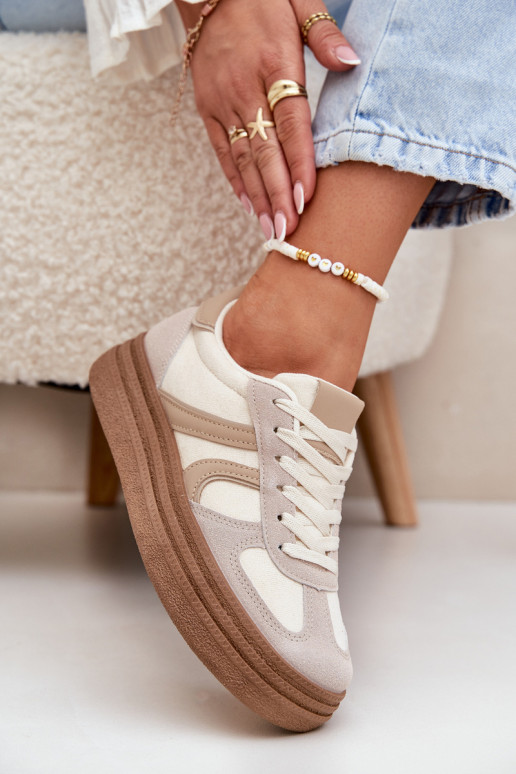 Moteriški sportbačiai ant platformos Tamsiai smėlio spalvos Lesida