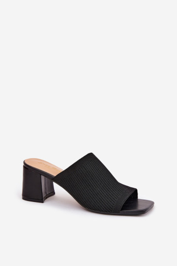 Moteriškos šlepetės su blokiniais kulnais, juodos spalvos Wenilan 2