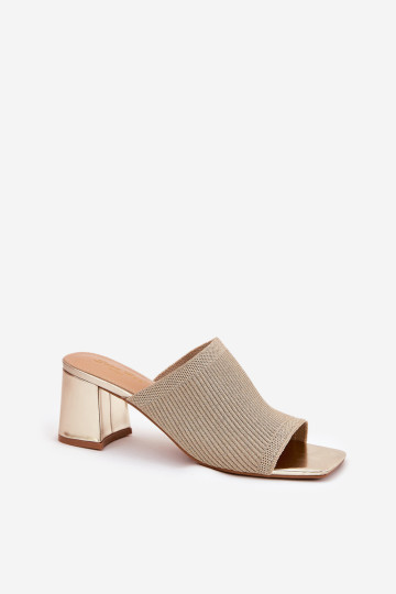 Moteriškos šlepetės su blokiniais aukštakulniais auksiniais Wenilan 2