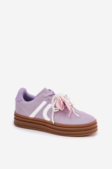 Moteriški sportbačiai ant platformos su dekoracijomis Purple Vinness 2