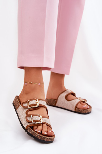 Moteriški audiniai ant kamštinės platformos su sagtimis Camel Osoffe