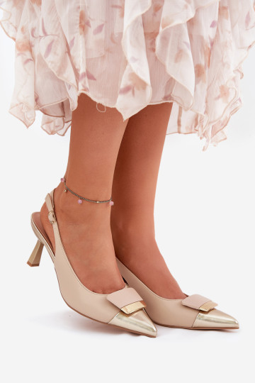 Elegantiški kulniukai su dekoracija Eco Leather Beige Ottoles