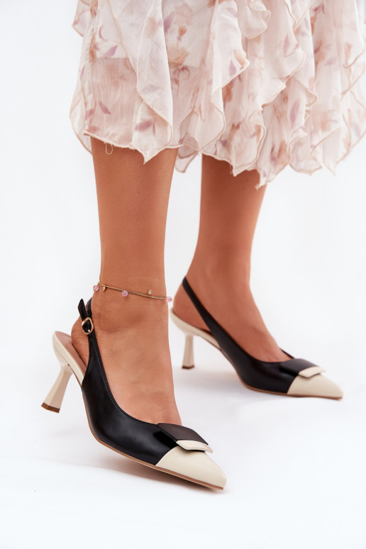 Elegantiški kulniukai su dekoracija Eco Leather Black Ottoles