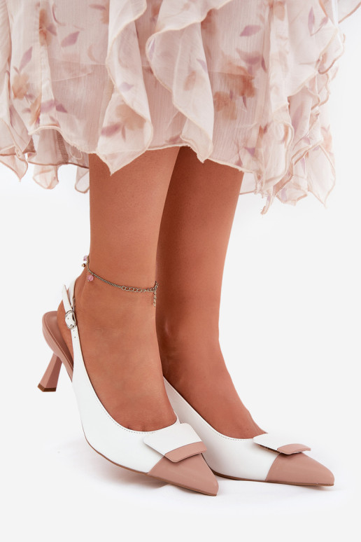 Elegantiški aukštakulniai su dekoracija Eco Leather White Ottoles