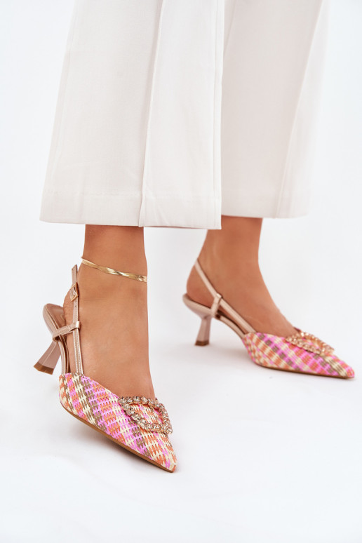 Kulniukai su dekoracija ir atviru kulnu Champagne Teminora