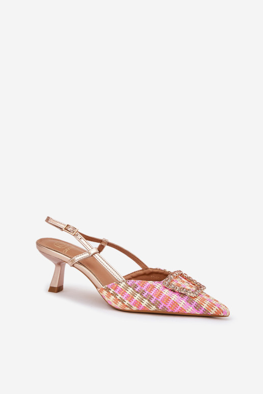 Kulniukai su dekoracija ir atviru kulnu Champagne Teminora