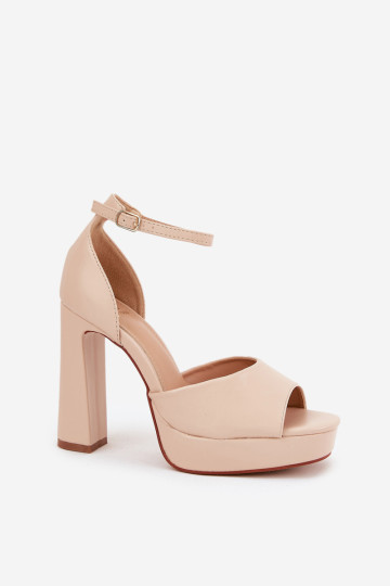 Moteriški sandalai ant kulno ir platformos Eco Leather Beige Lomman 2