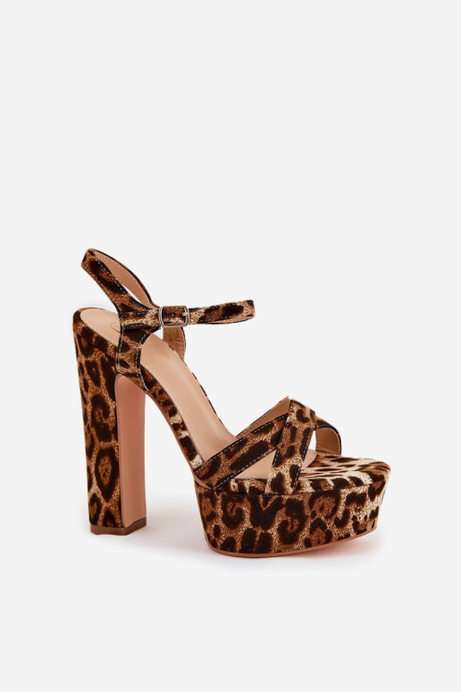 Moteriški basutės su aukštu kulnu ir leopardinės platformos rudos spalvos Jovenes
