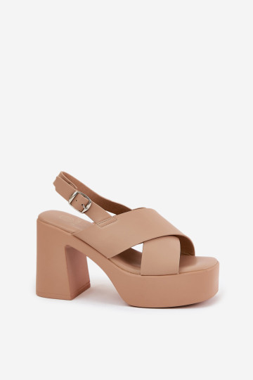 Moteriški sandalai su kulnu ir platforma, pagaminti iš ekologiškos chaki Annavin odos 2