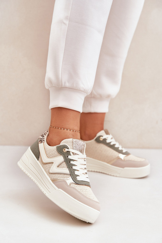 Moteriški sportiniai batai ant platformos Leopard Green Lorori