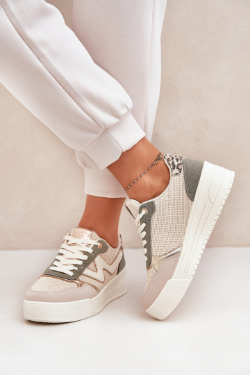 Moteriški sportiniai batai ant platformos Leopard Green Lorori