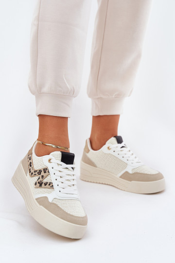 Moteriški sportiniai bateliai ant platformos Leopard Beige Loorori