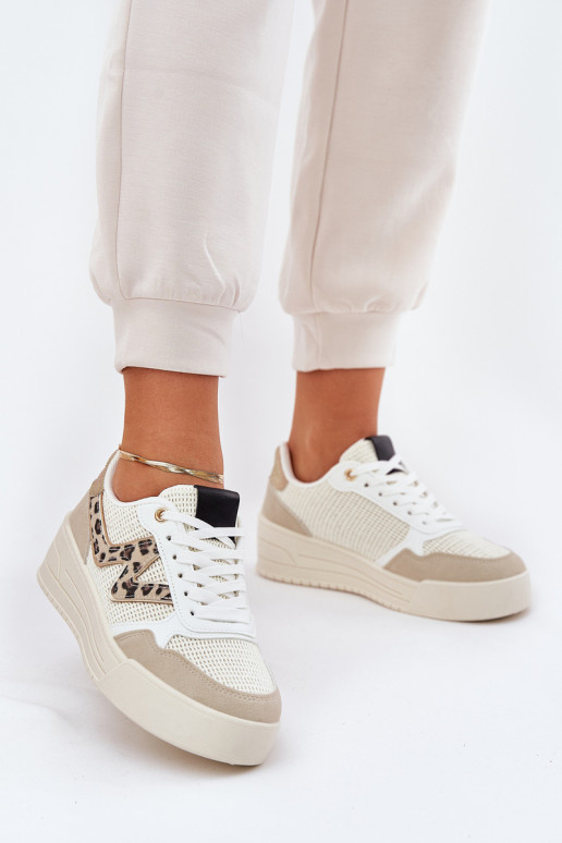 Moteriški sportiniai bateliai ant platformos Leopard Beige Loorori