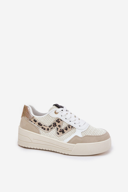 Moteriški sportiniai bateliai ant platformos Leopard Beige Loorori