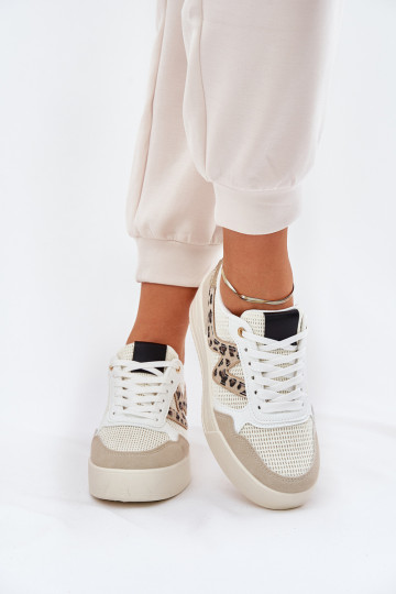 Moteriški sportiniai bateliai ant platformos Leopard Beige Loorori