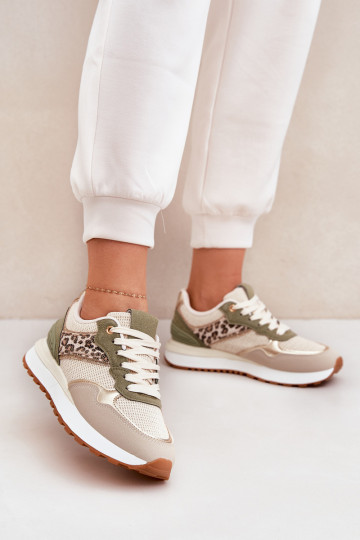 Moteriški leopardo sportiniai batai ant platformos Green Davinara