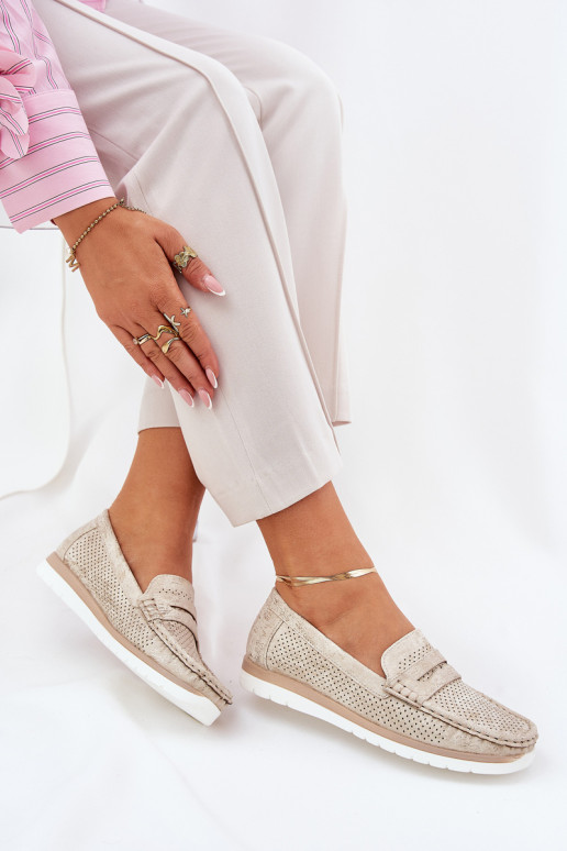 Moteriški mokasinai, pagaminti iš Eco Leather Gold Bralithia
