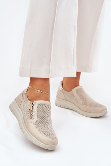Moteriški batai su platformine aukso spalvos Leanae užtrauktuku