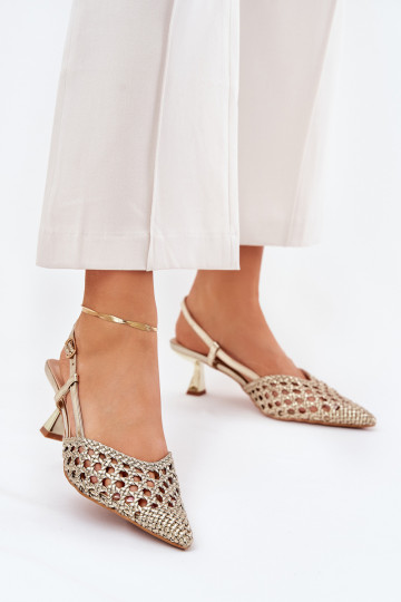 Smailus pirštas atviras kulnas Stilettos Gold Umirana