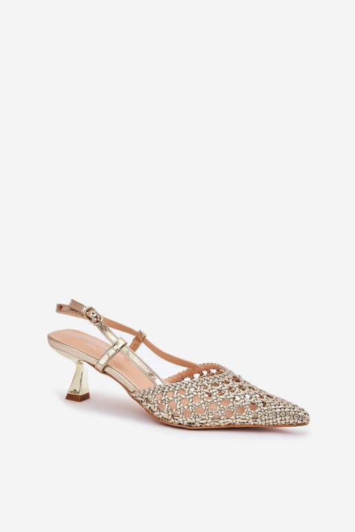 Smailus pirštas atviras kulnas Stilettos Gold Umirana