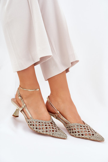 Smailus pirštas atviras kulnas Stilettos Gold Umirana