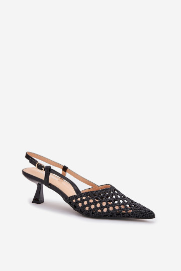 Smailūs pirštai atviri kulno siurbliai juodi Umirana 2