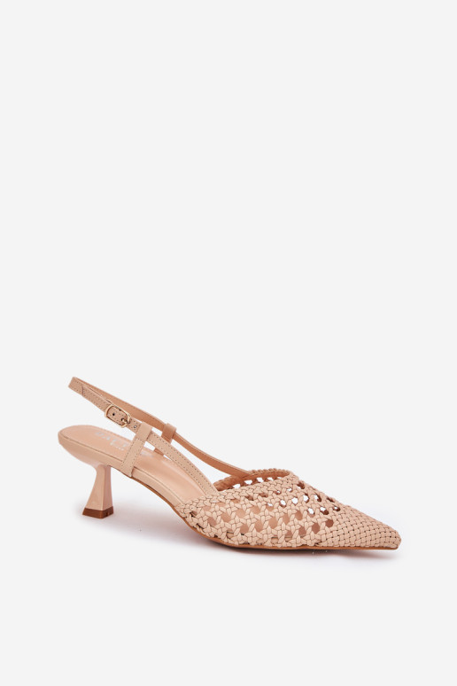 Smailus pirštas atviras kulnas Stilettos Beige Umirana