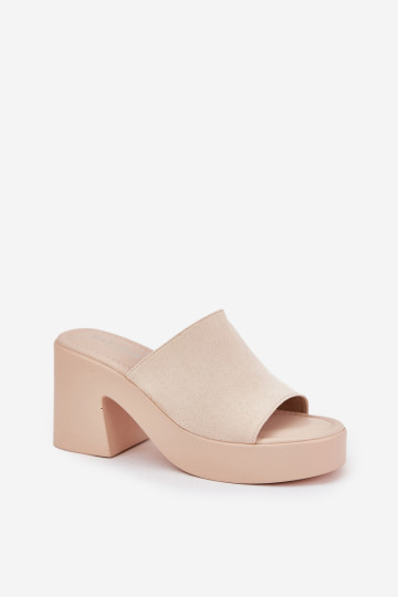 Moteriškos šlepetės ant kulno ir smėlio spalvos „Omeisa“ platformos 2