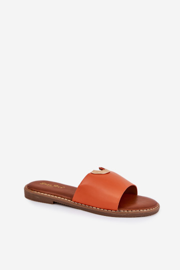 Moteriškos „Flip-Flops“ ekologiškos odos su dekoratyvinėmis detalėmis, oranžinės spalvos „Mevith“. 2