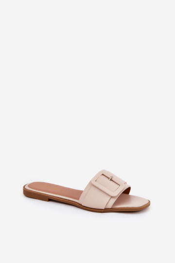 Moteriškos plokščios ekologiškos odos su sagtimi smėlio spalvos Bamma 2