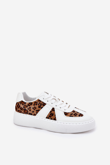 Moteriški leopardiniai sportbačiai ant platformos White Nativira 2