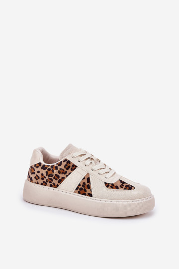 Moteriški sportbačiai su leopardu ant platformos Beige Nativira 2