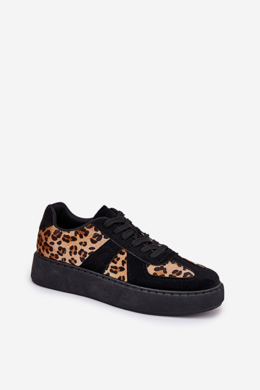 Moteriški „Leopard“ sportbačiai ant platformos, juodi „Nativira“.