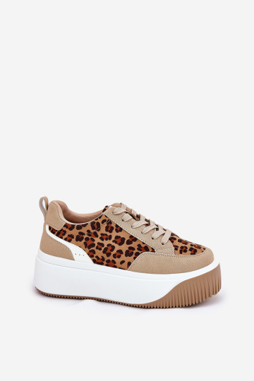 Moteriški sportbačiai ant didžiulės platformos Leopard Beige Tamorniel 2