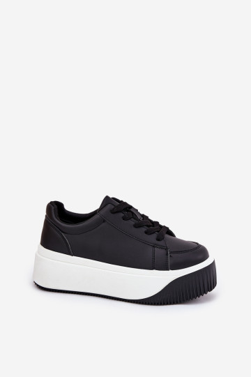 Sneakers On A Massive Platform Smooth Black Tirvanis 2