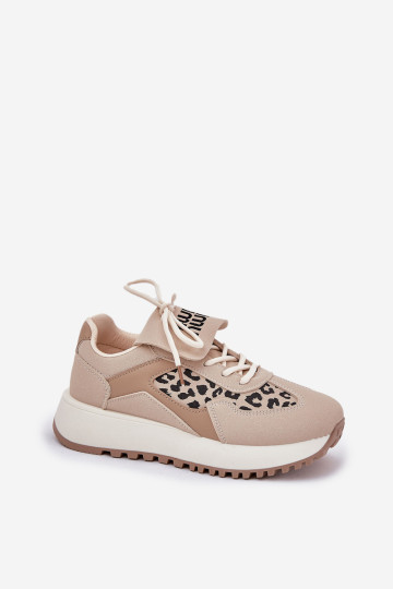 Sportiniai batai Sportiniai bateliai Moterims ant platformos Leopard Beige Pumbes 2