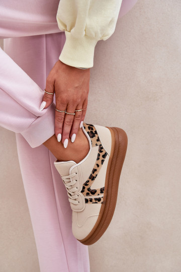 Moteriški sportbačiai ant platformos Leopard Beige Totter